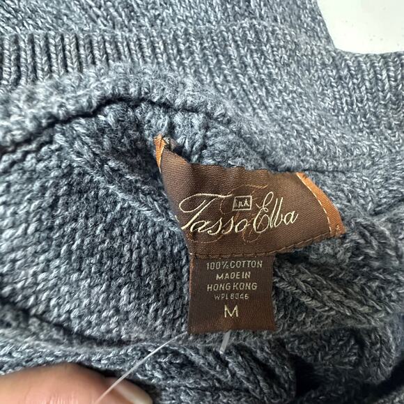 Tasso Elba Mens Heavy Knit 1/4 Zip Pullover Sweater Size Medium Grey Marled - Picture 5 of 10